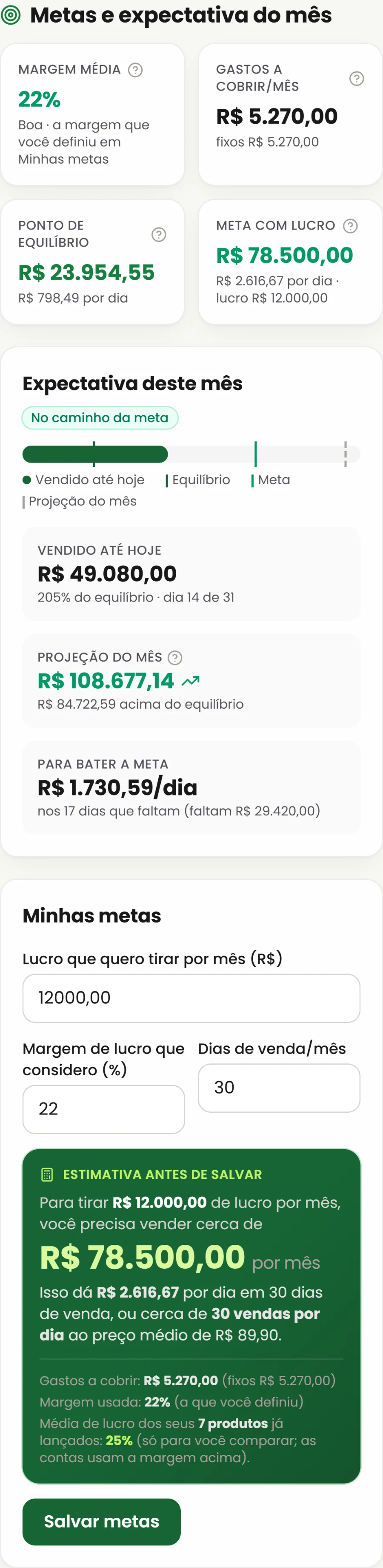 Lucro e metas
